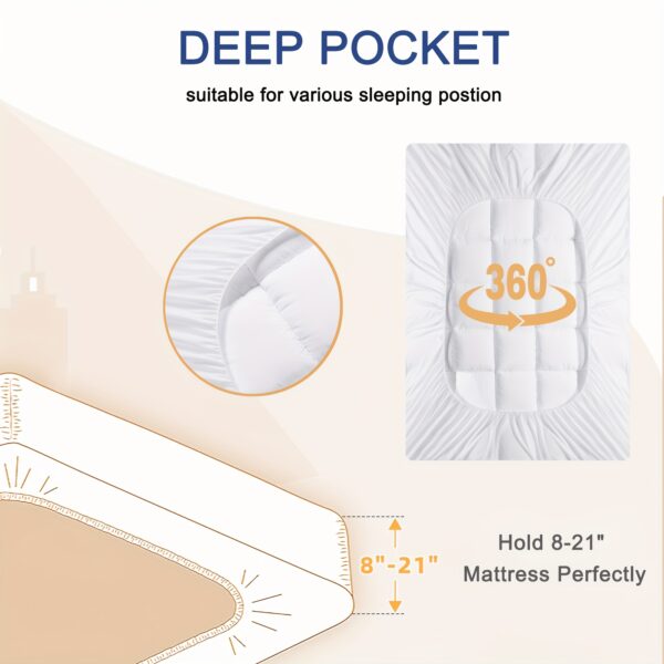 mattress topper, extra thick mattress pad pillow top mattress cover quilted fitted mattress protector top stretches up 8 21" deep pocket cooling