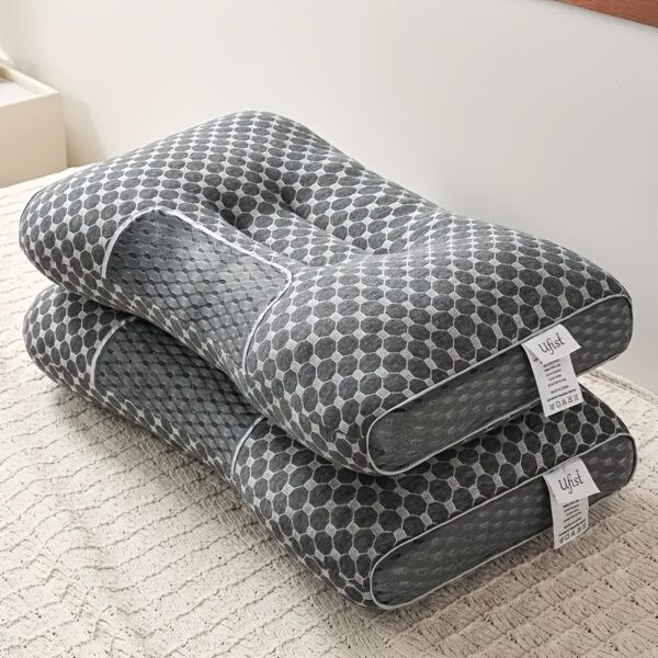 buy 1 get 1 free, 2 soft woven neck massage couple pillows adjustable ergonomic orthotic profile support, high quality pillow core, detachable pillowcase for sleeping comfort