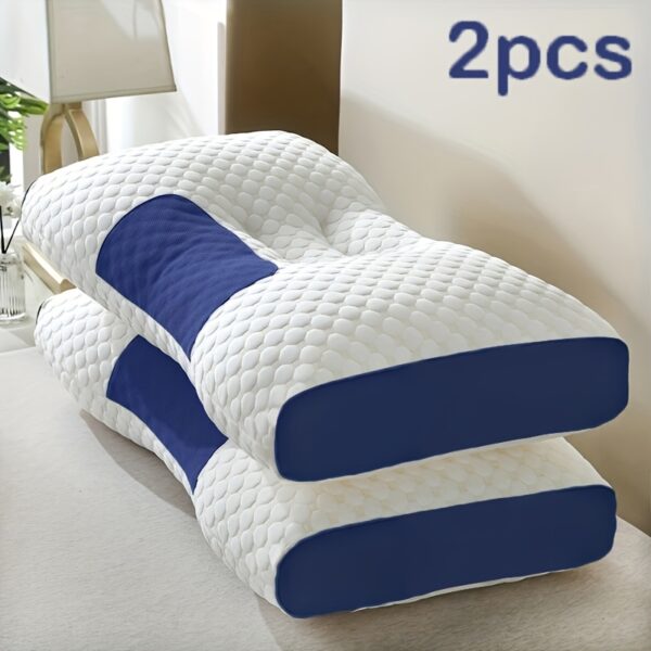 buy 1 get 1 free, 2 soft woven neck massage couple pillows adjustable ergonomic orthotic profile support, high quality pillow core, detachable pillowcase for sleeping comfort