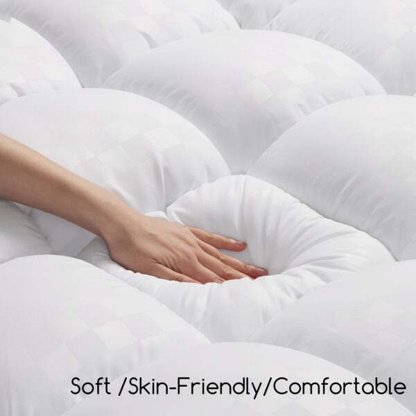 mattress topper, extra thick mattress pad pillow top mattress cover quilted fitted mattress protector top stretches up 8 21" deep pocket cooling