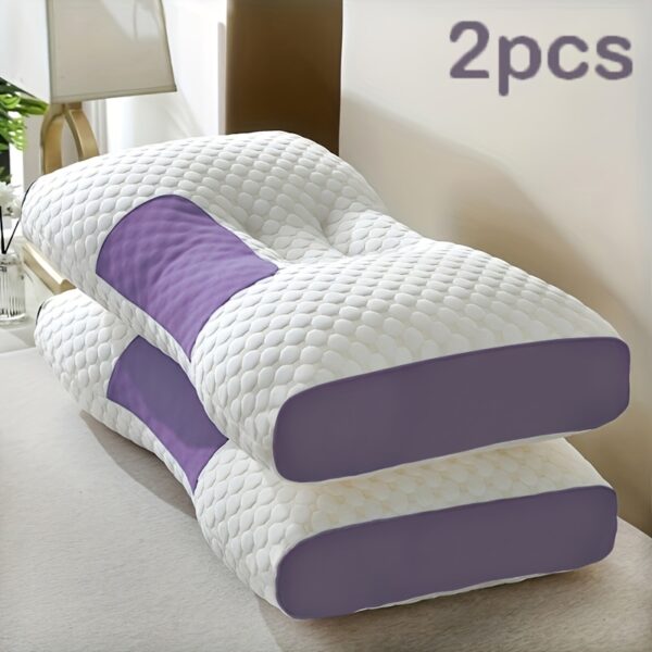 buy 1 get 1 free, 2 soft woven neck massage couple pillows adjustable ergonomic orthotic profile support, high quality pillow core, detachable pillowcase for sleeping comfort