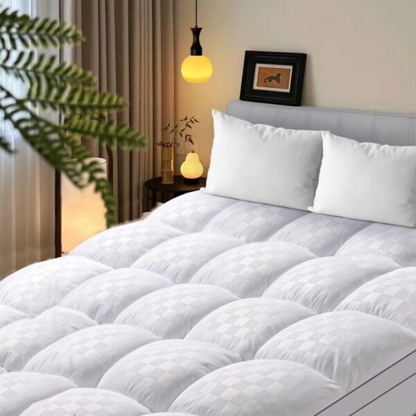 mattress topper, extra thick mattress pad pillow top mattress cover quilted fitted mattress protector top stretches up 8 21" deep pocket cooling