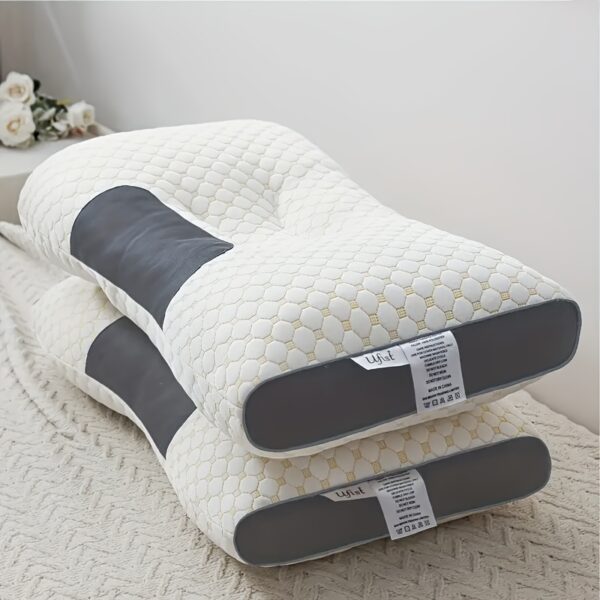 buy 1 get 1 free, 2 soft woven neck massage couple pillows adjustable ergonomic orthotic profile support, high quality pillow core, detachable pillowcase for sleeping comfort