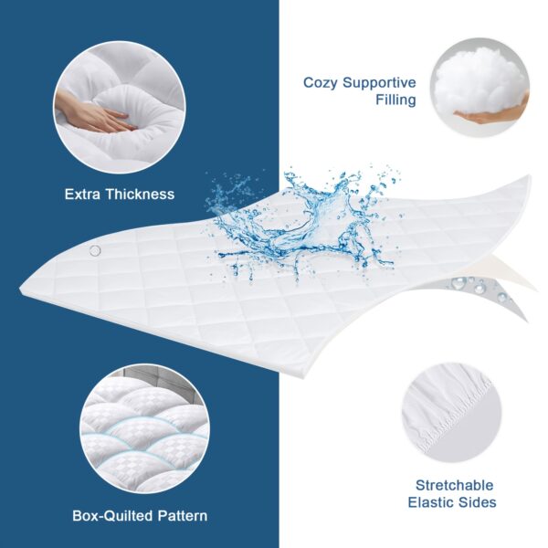 mattress topper, extra thick mattress pad pillow top mattress cover quilted fitted mattress protector top stretches up 8 21" deep pocket cooling