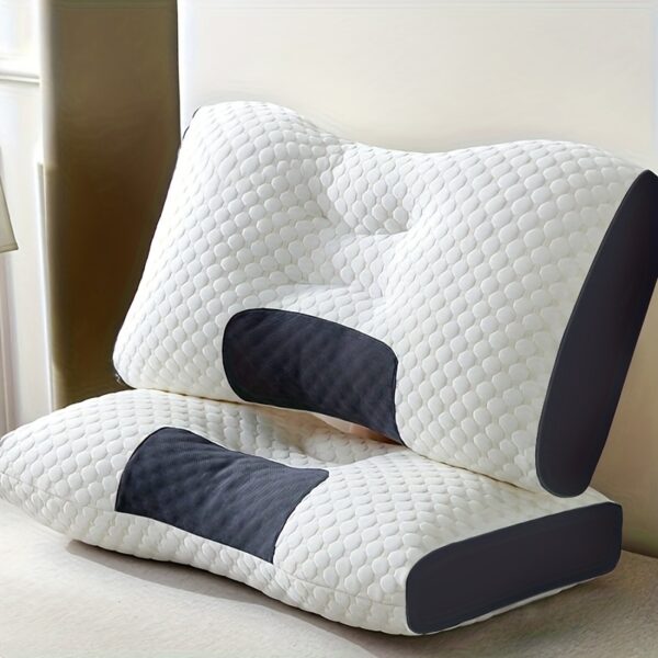 buy 1 get 1 free, 2 soft woven neck massage couple pillows adjustable ergonomic orthotic profile support, high quality pillow core, detachable pillowcase for sleeping comfort