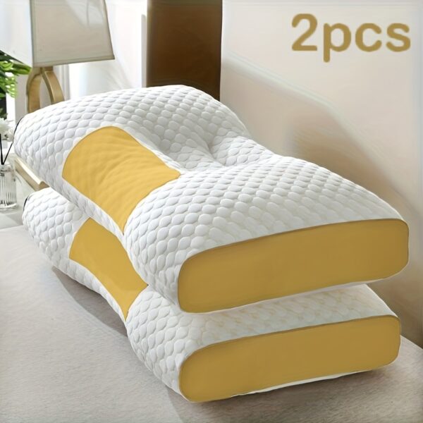 buy 1 get 1 free, 2 soft woven neck massage couple pillows adjustable ergonomic orthotic profile support, high quality pillow core, detachable pillowcase for sleeping comfort